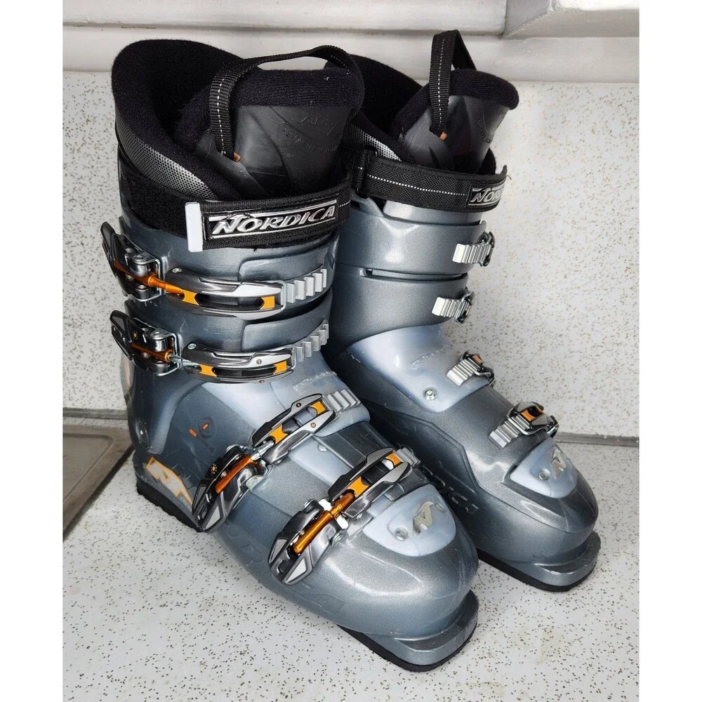 Nordica 28.5 Easy Move 10.5 US Gray Orange Downhill Ski Boots 325mm, Excellent